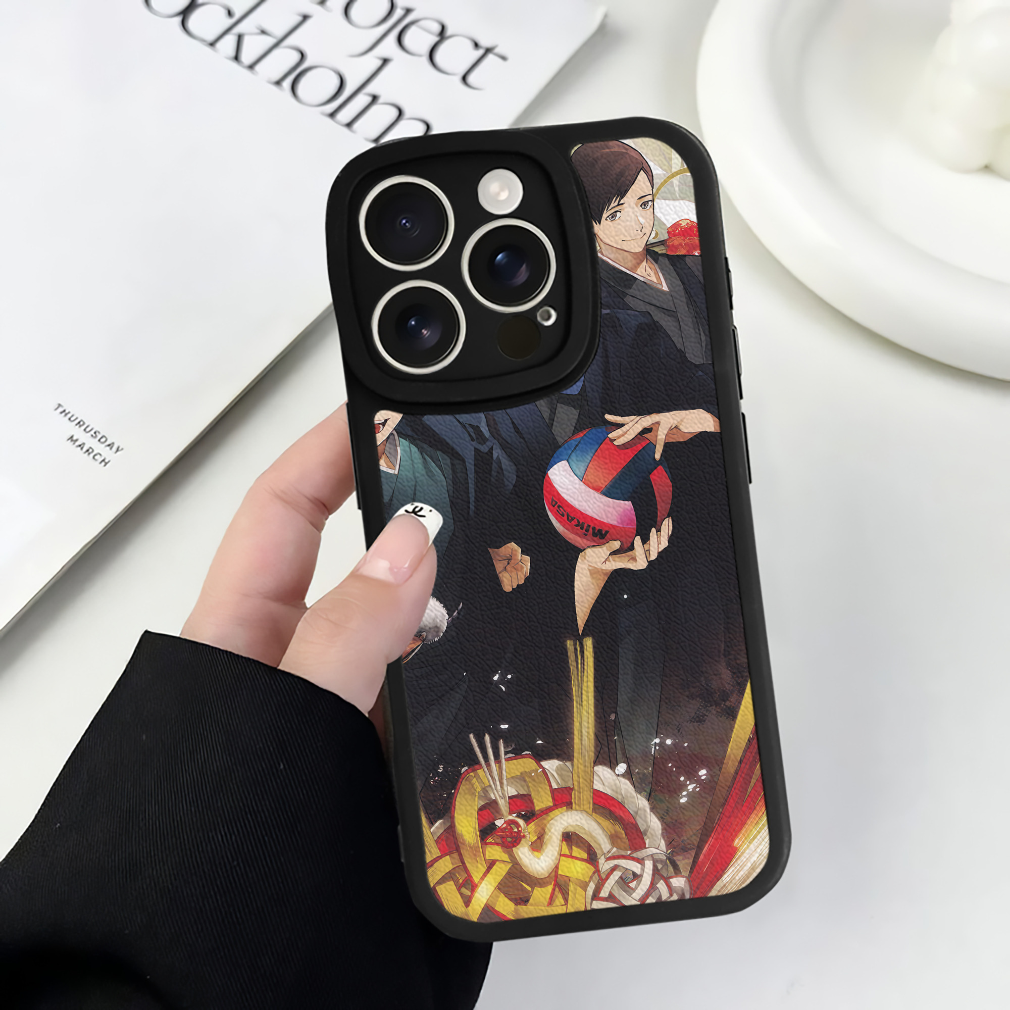 （画像用） ハイキュー!! Haikyu!! 【iPhone 16シリーズ対応】シリコンスマホケース（レザー調） 材質：シリコン